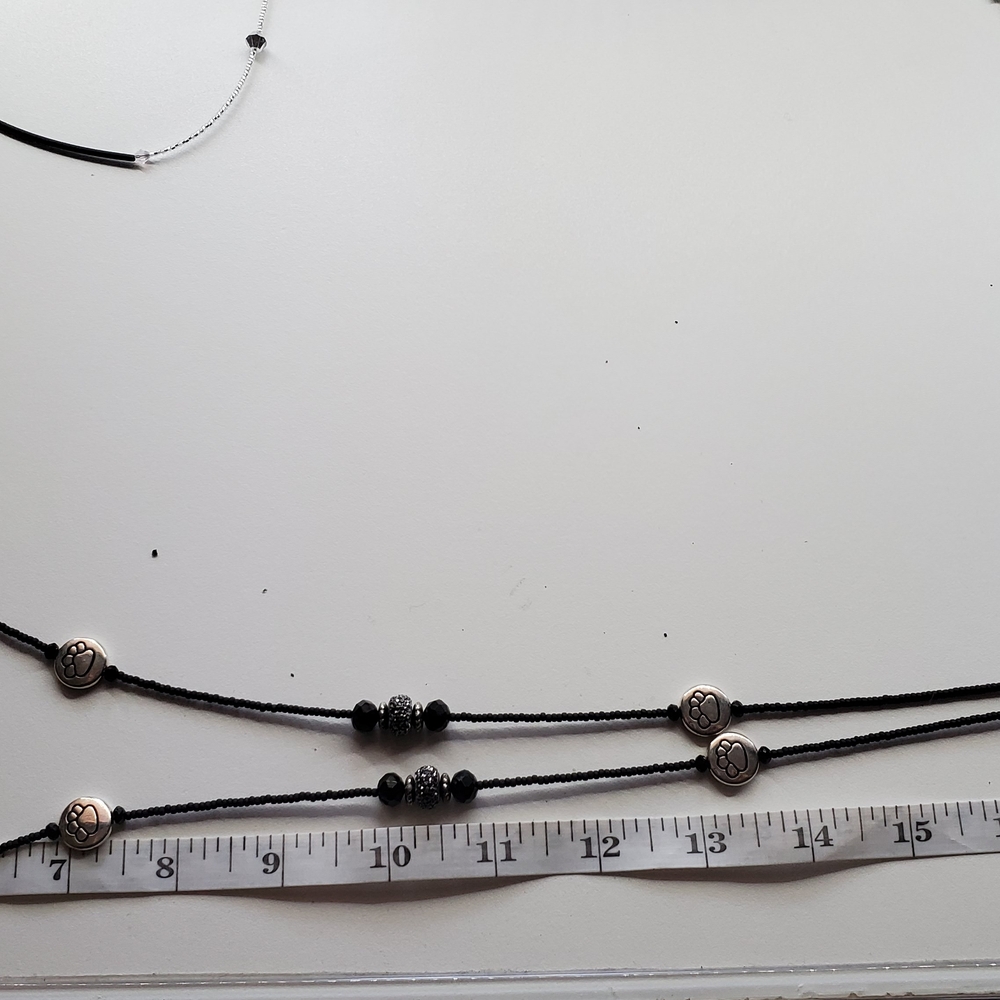Black And Silver Beaded Lanyard
